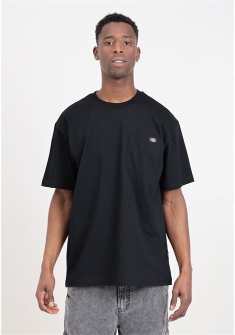T-shirt da uomo nera con tasca sul petto con patch logo DIckies | DK0A4YFCBLK1BLK1
