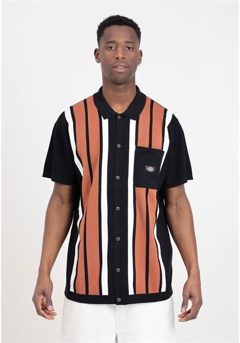 Black, white and brown men's T-shirt with buttons on the front DIckies | T-shirt | DK0A4YSOBLK1BLK1