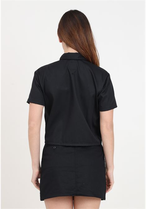 Camicia da donna nera crop a maniche corte con etichetta logo DIckies | Camicie | DK0A4YSXBLK1BLK1