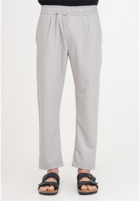Gray men's trousers with side logo embroidery DIEGO RODRIGUEZ | Pants | DR312GRIGIO