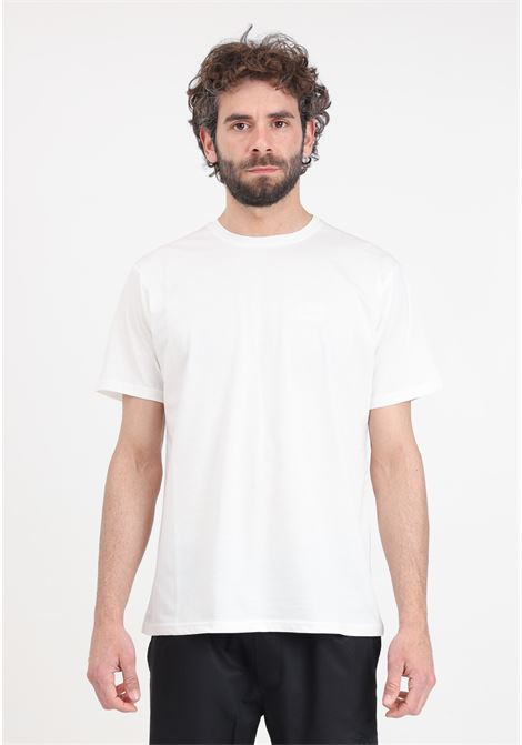 T-shirt da uomo bianca con ricamo logo sul petto DIEGO RODRIGUEZ | T-shirt | DR313PANNA