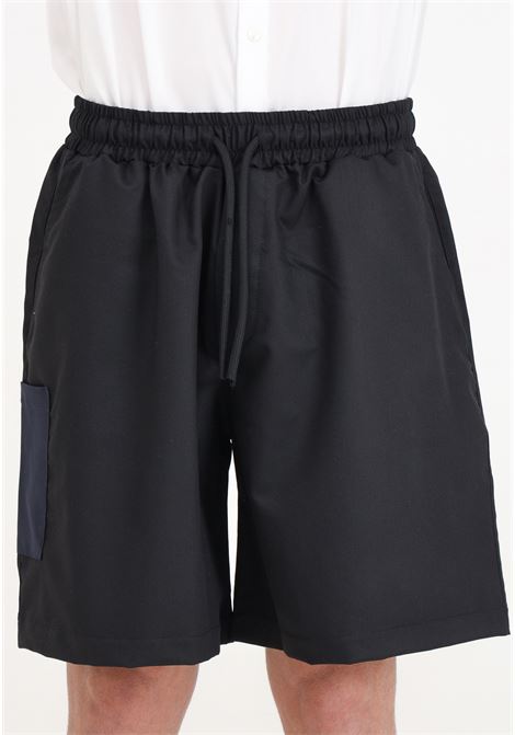 Black sports shorts for men with contrasting pocket DIEGO RODRIGUEZ | Shorts | DR324NERO