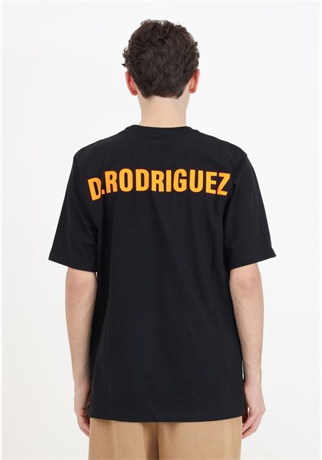T-shirt a manica corta nera da uomo con maxi stampa logo DIEGO RODRIGUEZ | DR329NERO-ARANCIO