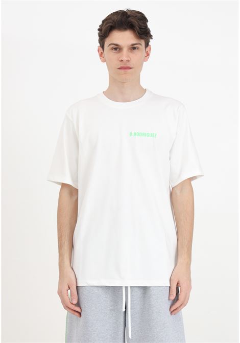 White short-sleeved T-shirt for men with maxi logo print DIEGO RODRIGUEZ | T-shirt | DR329PANNA-VERDE