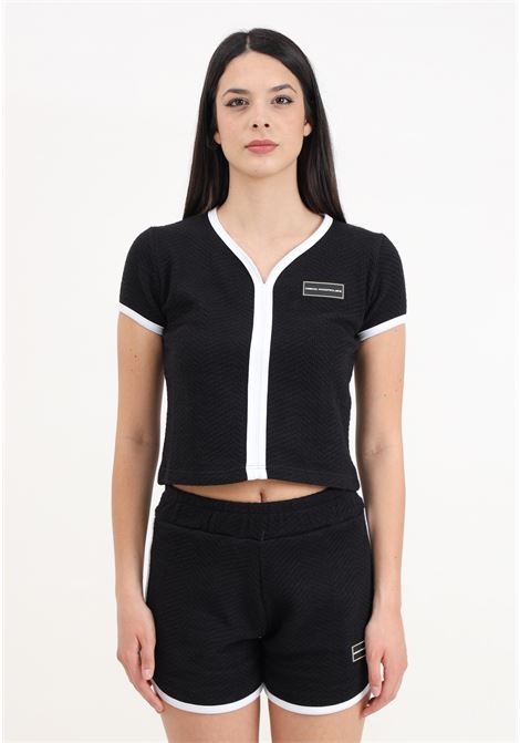 Women's black short-sleeved t-shirt with contrasting trim DIEGO RODRIGUEZ | DR348NERO-BIANCO
