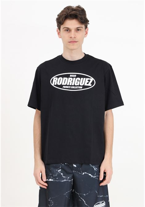 Men's black short-sleeved T-shirt with maxi logo print DIEGO RODRIGUEZ | T-shirt | DR9000NERO