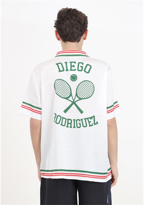 Camicia a manica corta bianca da uomo con maxi stampa DIEGO RODRIGUEZ | Camicie | DR9003BIANCO