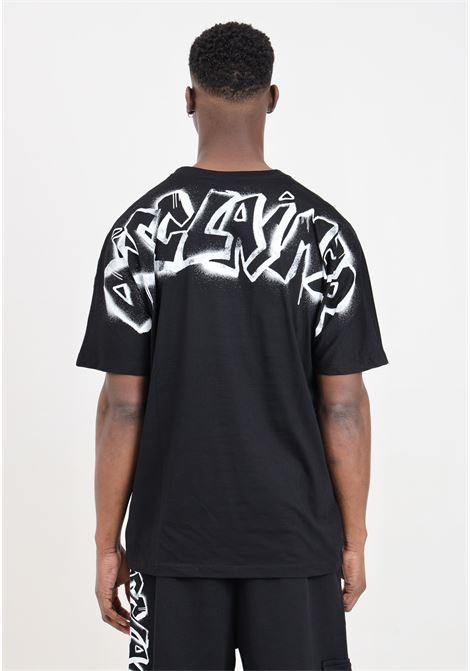 Black T-shirt with stylized graphics on the back in white DISCLAIMER | T-shirt | 24EDS54202NERO