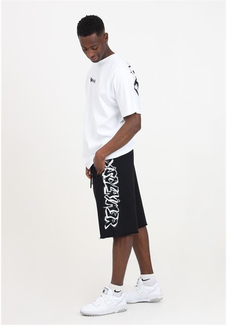 Shorts da uomo neri con stampa logo in bianco DISCLAIMER | 24EDS54206NERO