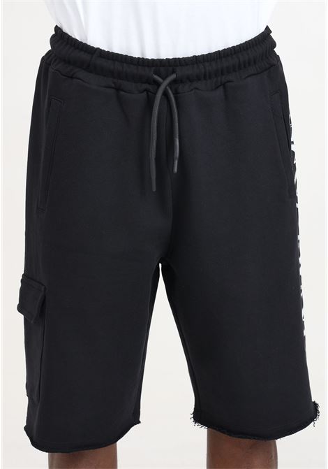 Shorts da uomo neri con stampa logo in bianco DISCLAIMER | Shorts | 24EDS54206NERO