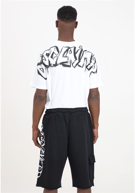 Black men's shorts with white logo print DISCLAIMER | 24EDS54206NERO