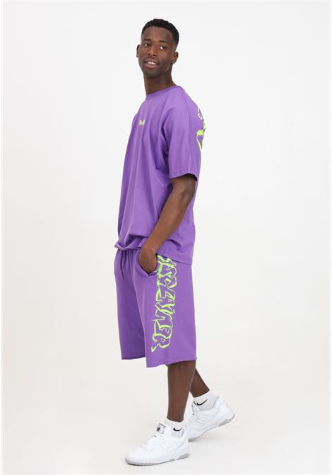 Shorts da uomo viola con stampa logo in verde DISCLAIMER | 24EDS54206VIOLA