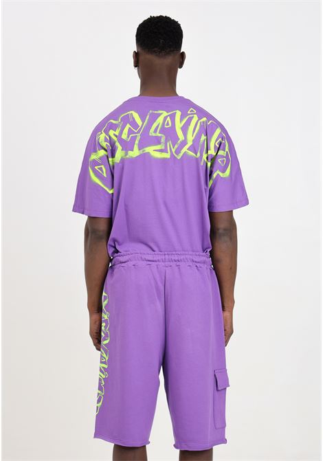 Purple men's shorts with green logo print DISCLAIMER | 24EDS54206VIOLA