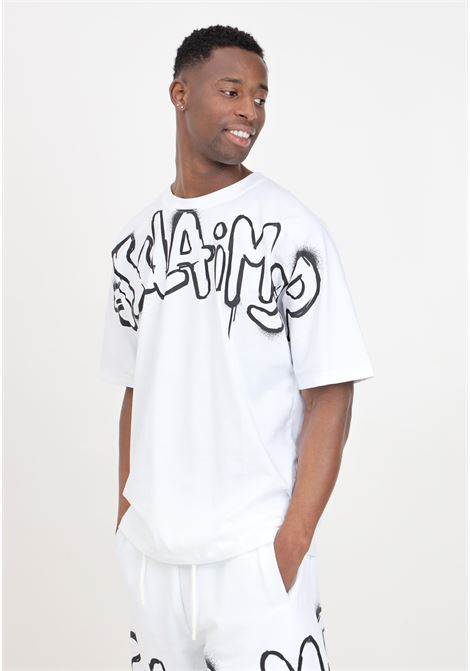 T-shirt da uomo bianca con stampa logo sul davanti in nero DISCLAIMER | 24EDS54214BIANCO