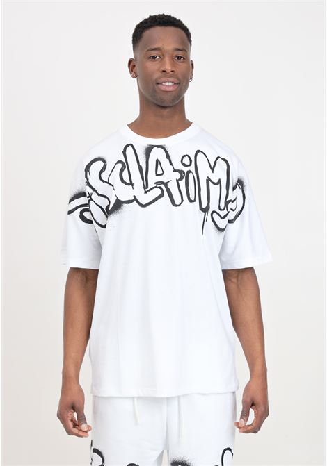 White men's T-shirt with black logo print on the front DISCLAIMER | T-shirt | 24EDS54214BIANCO