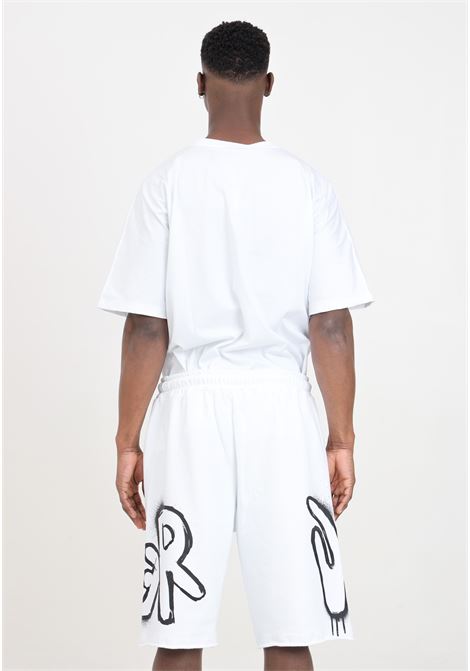 White men's shorts with black logo print DISCLAIMER | 24EDS54215BIANCO
