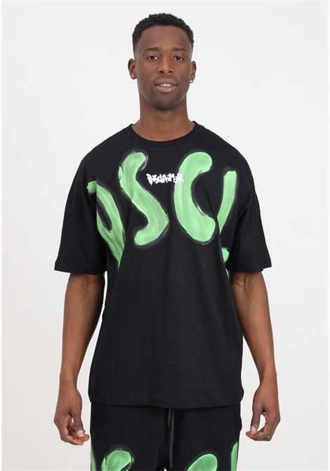 T-shirt da uomo nera con stampa logo sul davanti stile street art DISCLAIMER | 24EDS54221NERO