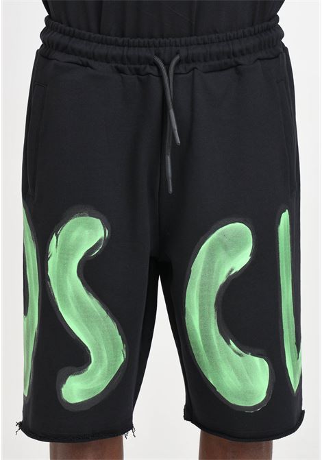 Shorts da uomo neri con stampa logo verde DISCLAIMER | Shorts | 24EDS54222NERO