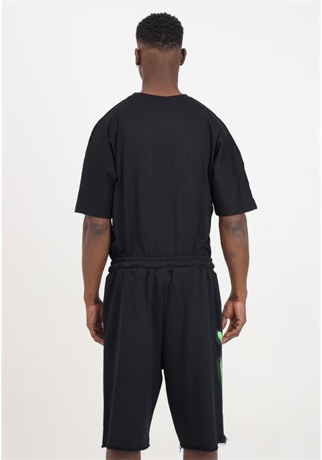 Shorts da uomo neri con stampa logo verde DISCLAIMER | 24EDS54222NERO