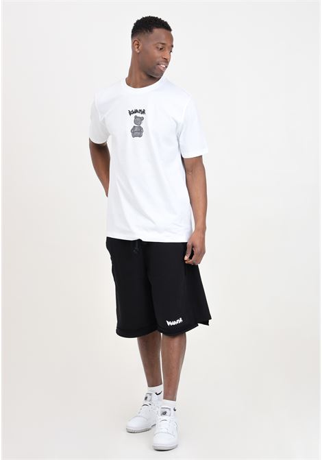 Shorts da uomo neri con stampa DISCLAIMER in bianco DISCLAIMER | 24EDS54241NERO