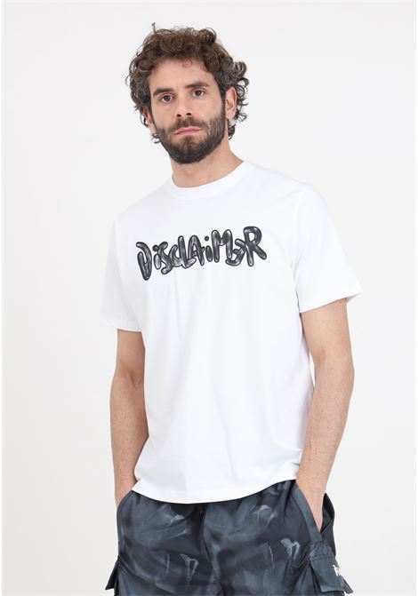 T-shirt bianca da uomo con stampa logo in nero DISCLAIMER | 24EDS54247BIANCO