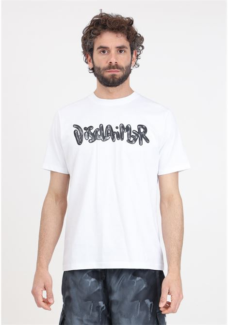 White men's t-shirt with black logo print DISCLAIMER | 24EDS54247BIANCO
