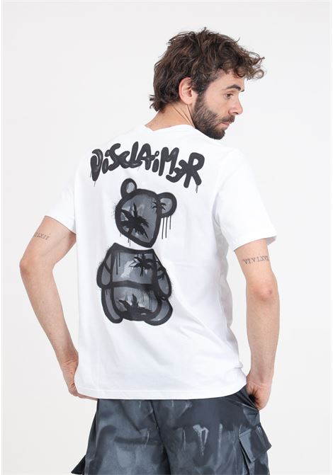 T-shirt da uomo bianca con stampa logo sul retro in nero stile street art DISCLAIMER | T-shirt | 24EDS54273BIANCO