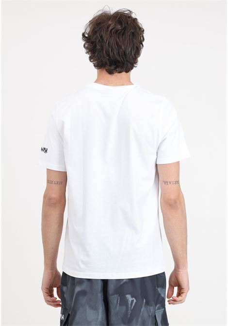 T-shirt bianca con stampa street paint e disegno sul davanti e logo sulla manica DISCLAIMER | 24EDS54430BIANCO