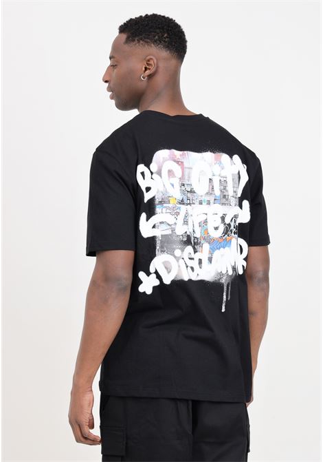 T-shirt nera da uomo con grafica street sul retro DISCLAIMER | 24EDS54435NERO