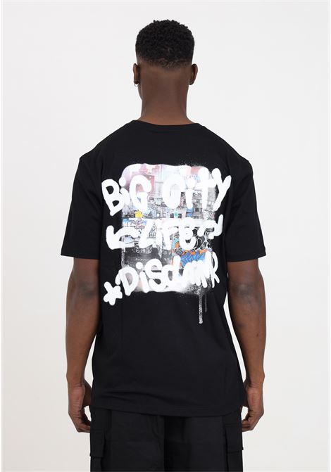 T-shirt nera da uomo con grafica street sul retro DISCLAIMER | 24EDS54435NERO