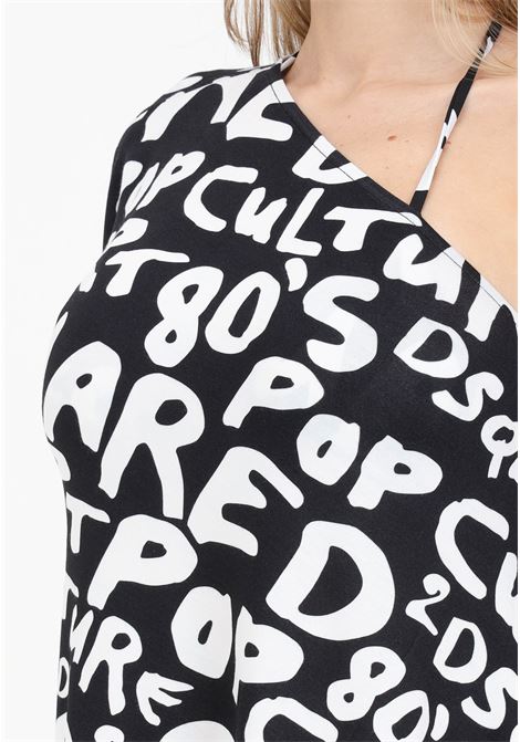 Short black and white women's dress with 80s pop art print DSQUARED2 | D6A304820010