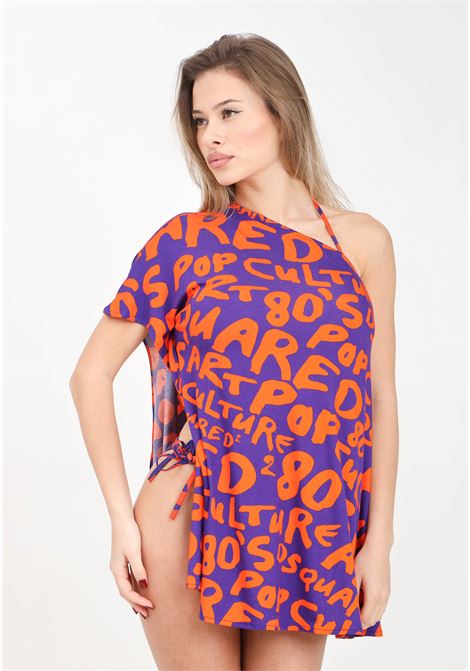 Short purple and orange women's dress with 80s pop art print DSQUARED2 | D6A304820548