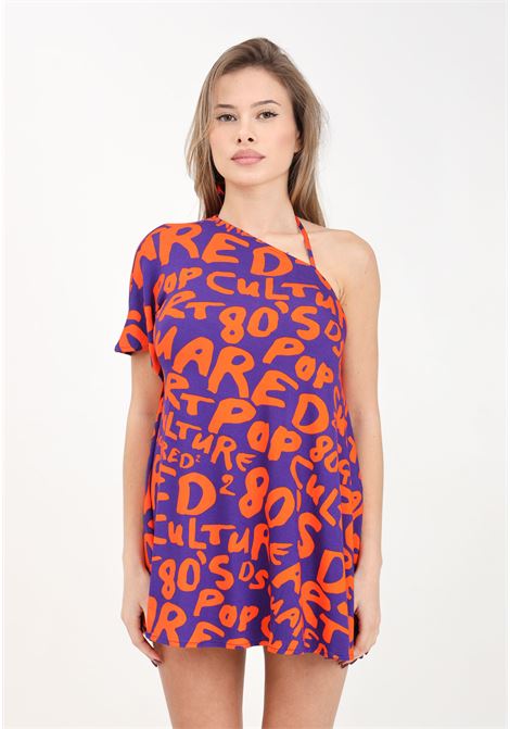 Short purple and orange women's dress with 80s pop art print DSQUARED2 | D6A304820548