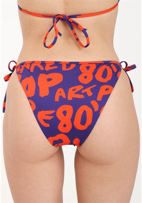 Purple and orange women's swim briefs with allover pop art print DSQUARED2 | Beachwear | D6B084810548