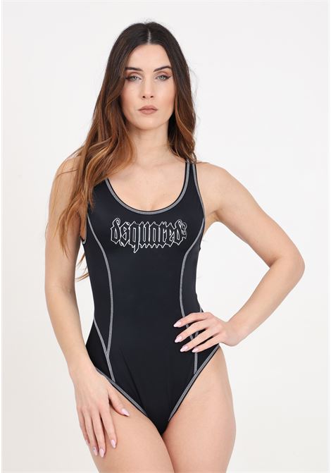 Monokini da donna nero con cuciture in evidenza e stampa logo sul davanti DSQUARED2 | Beachwear | D6BGC4780010