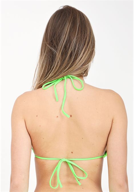 be icon triangle women's swim top in fluorescent green with fuchsia print DSQUARED2 | Beachwear | D6BX64750326