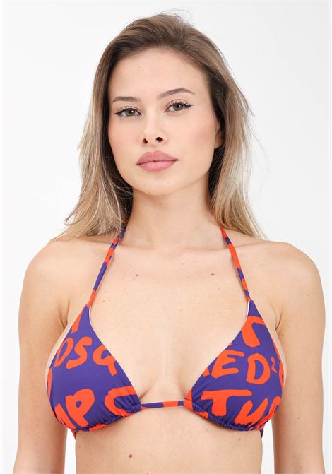Top mare da donna per bikini a triangolo viola e arancione DSQUARED2 | Beachwear | D6BX64810548