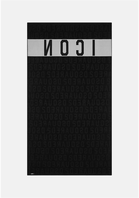 Be icon men's and women's black beach towel with white logo DSQUARED2 | D6P004770010