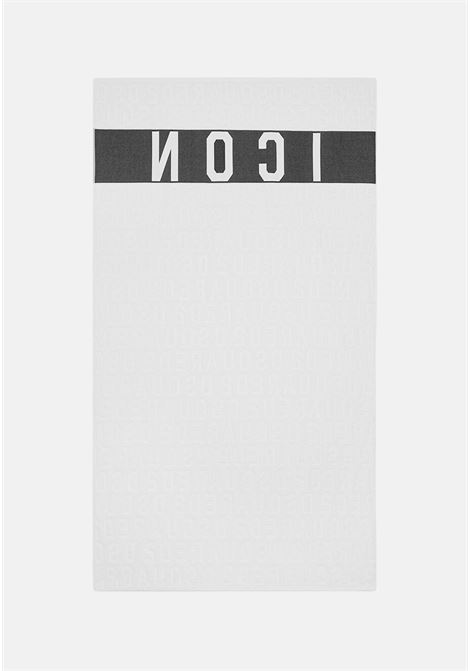Be icon white men's and women's beach towel with black logo DSQUARED2 | D6P004770110