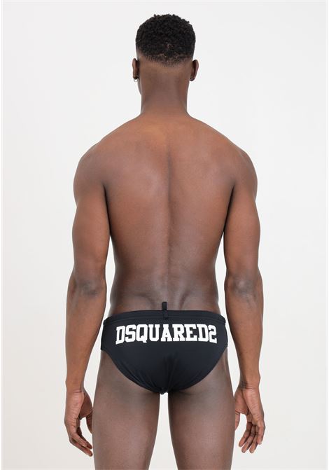 Slip mare da uomo neri stampa logo in bianco sul retro DSQUARED2 | Beachwear | D7B315430010