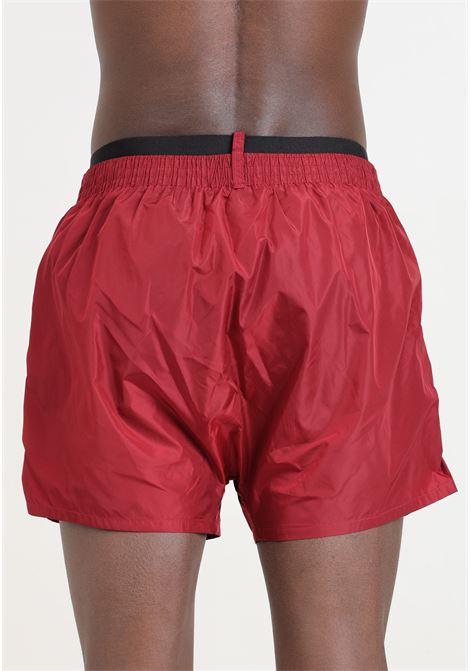 Shorts mare da uomo bordeaux con fascia logata elastica in vita DSQUARED2 | Beachwear | D7B645490604