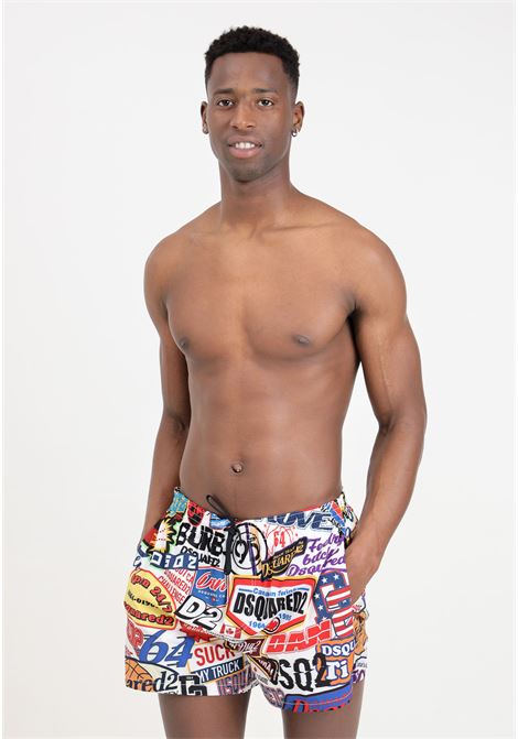 Multicolor print men's swim shorts DSQUARED2 | Beachwear | D7B645560960