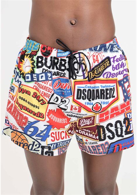 Shorts mare da uomo stampa multicolor DSQUARED2 | Beachwear | D7B645560960
