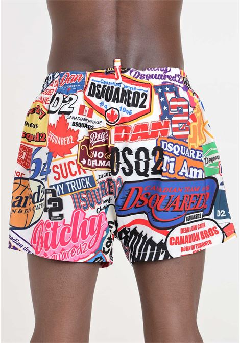 Shorts mare da uomo stampa multicolor DSQUARED2 | Beachwear | D7B645560960