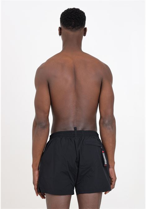 Shorts mare neri da uomo con tasca con zip logata sul retro DSQUARED2 | Beachwear | D7B6B5500001