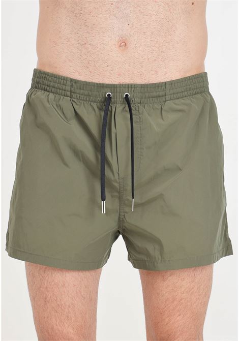 Green men's swim shorts with logoed zip pocket on the back DSQUARED2 | Beachwear | D7B6B5500302