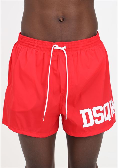 Shorts mare rossi da uomo con stampa logo laterale DSQUARED2 | Beachwear | D7B8P5440613