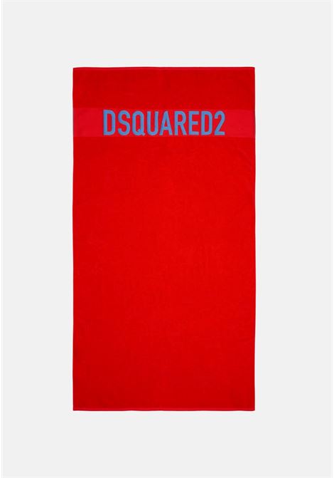 Telo mare rosso per uomo e donna con stampa logo lettering DSQUARED2 | Telo mare | D7P00480617