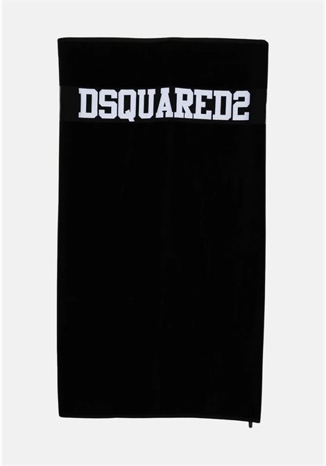 Black beach towel for men and women with white jacquard logo DSQUARED2 | Beach towel | D7P005450010