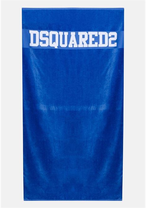 Blue beach towel for men and women with white jacquard logo DSQUARED2 | Beach towel | D7P005450423